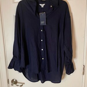 Crown & Ivy Blue Button Down Shirt with Notched Collar